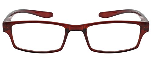 TBOC Gafas de Lectura Presbicia Vista Cansada – Graduadas +1.50 Dioptrías Montura de Pasta Marrón Patillas Extra Largas para Colgar Cuello Hombre Mujer Unisex Lentes de Aumento para Leer Ver de Cerca