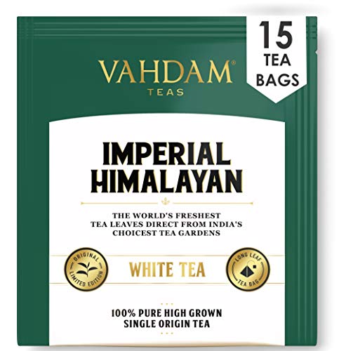 Té blanco ecologico del Himalaya imperial 15 Bolsitas de té, pirámide de hoja larga Bolsas de té blancas Cosecha cuidadosamente recolectada de estados de gran elevación, 100% saludable y natural