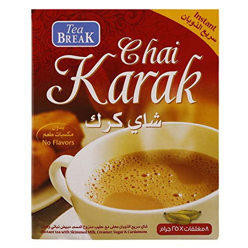 Té Instantáneo Karak Chai con leche en polvo, azúcar y cardamomo, 8 x 25 g sobres