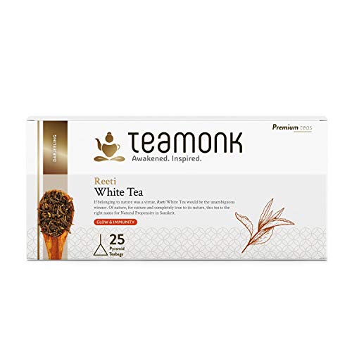 Teamonk Reeti té blanco - 30 bolsitas de té | potente té antioxidante | té para una piel radiante | té estimulante de la inmunidad | sin aditivos