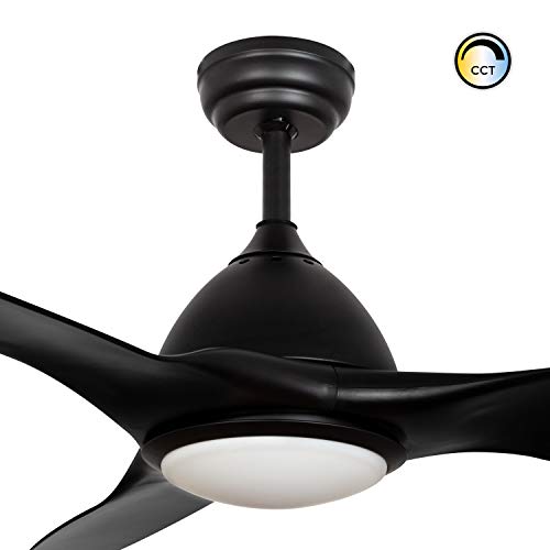 TECHBREY Ventilador de Techo Elegant PRO Negro Ultrasilencioso LED CCT Seleccionable 90W Seleccionable (Cálido-Neutro-Frío)