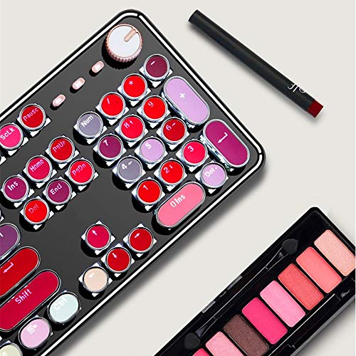 Teclado Mecánico Para Juegos, Teclado De Lápiz Labial Con Cable Usb Con Teclas Redondas Retro Punk Y 26 Retroiluminación Led Blanca, Ergonómico, Anti-Fantasma, Compatible Con Pc, Computadora, Computad