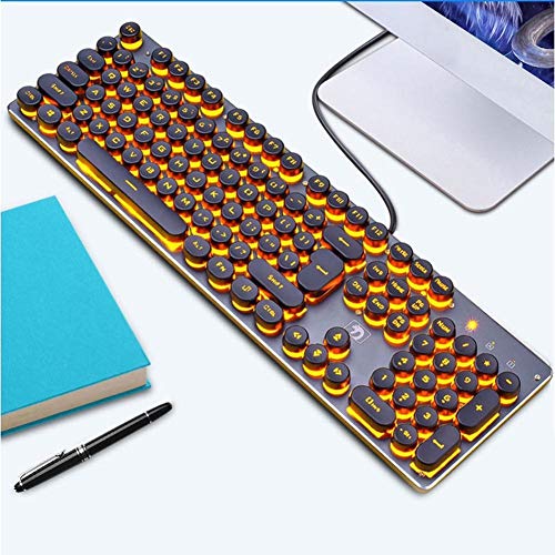 Teclas del Teclado USB con Cable Retro tecla Clave Que Brilla retroiluminado Gaming Keyboard 104 Teclas del Teclado for la promoción Ordenador portátil (Colore : Orange Black, Spedito da : La CINA)