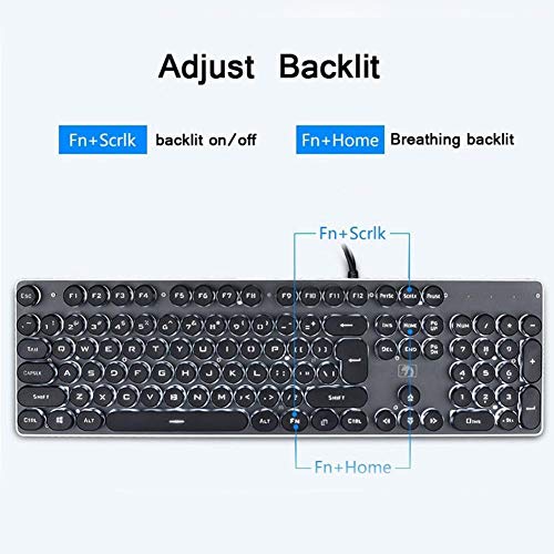 Teclas del Teclado USB con Cable Retro tecla Clave Que Brilla retroiluminado Gaming Keyboard 104 Teclas del Teclado for la promoción Ordenador portátil (Colore : Orange Black, Spedito da : La CINA)