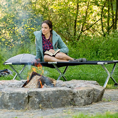 TecTake Cama de Camping XL Plegable Capacidad de 150 kg + Bolsa para Transporte Varias cantidades - (Negro | No. 401212)