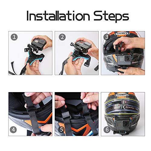 TELESIN - Soporte para casco de motocicleta para GoPro Hero 2018/6/5/4/3, Session, SJCAM, AKASO, Campark, Polaroid, Osmo Action, YI Action Casco de acción curvada