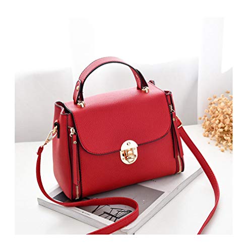 Temperamento bolsa de alta calidad para aguas termales y veraniegas, modelos de explosión bolsa mujer 2019 nuevo color de contraste solo hombro diagonal pequeña bolsa cuadrada@Rojo