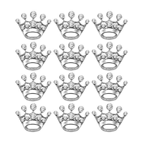 TENDYCOCO Broche TinkSky Broche de Moda Diamante Fiesta de Bodas Concurso Tiara Corona Broche Pin 12pcs (Plata)