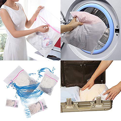 Tenn Well – Bolsas para Ropa Sucia, Reutilizable de Malla de lavandería Bolsa de Lavado con Cremallera Sujetador, Ropa Interior, Calcetines, Medias, Medias, Ropa de bebé (Color Blanco)