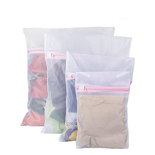 Tenn Well – Bolsas para Ropa Sucia, Reutilizable de Malla de lavandería Bolsa de Lavado con Cremallera Sujetador, Ropa Interior, Calcetines, Medias, Medias, Ropa de bebé (Color Blanco)