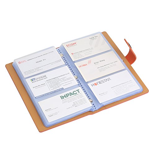 Tenn Well - Libro para tarjetas de visita, 300 celdas, con cierre magnético para organizar tarjetas, color naranja