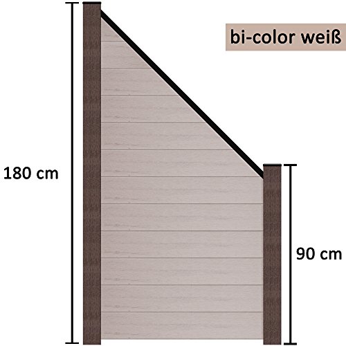Terrasso WPC/BPC - Valla de protección visual, incluye postes, protección visual, valla de jardín, Bicolor blanco., 8 Zäune, 1 Schrägelement inkl. 10 Pfosten