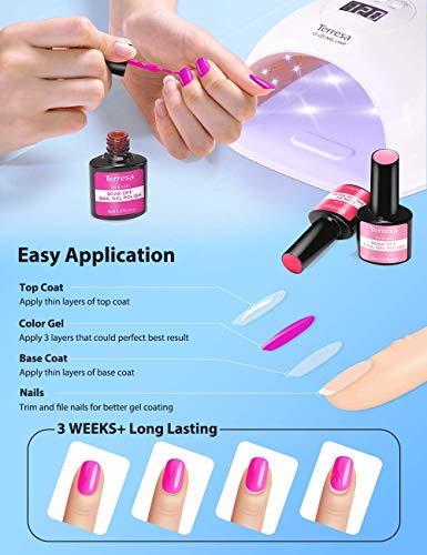 Terresa Esmaltes Semipermanentes de Uñas en Gel UV LED, 8 Colores Kit de Esmaltes de Uñas, Esmaltes en Gel Soak Off 10ml