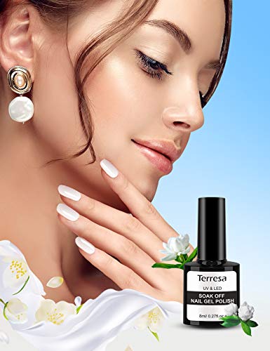 Terresa Esmaltes Semipermanentes de Uñas en Gel UV LED, 8 Colores Kit de Esmaltes de Uñas, Esmaltes en Gel Soak Off 10ml