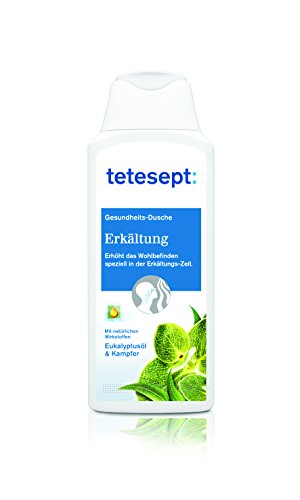 Tetesept Gel de ducha resfriado, alivia los síntomas de resfriado, libera las vías respiratorias con aceite de eucalipto y alcanfor, aroma intenso a través de principios activos naturales, 250 ml