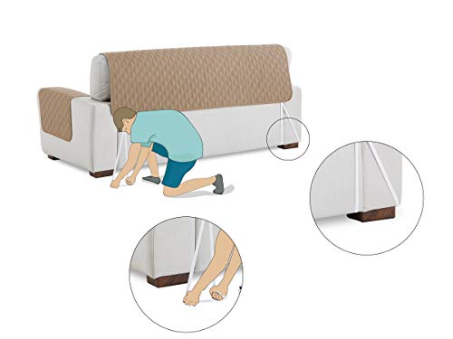 Textilhome - Funda Cubre Sofá Chaise Longue Circus, Protector para Sofás Acolchado Brazo Izquierdo. Tamaño -240cm. Color Beige (Visto DE Frente)