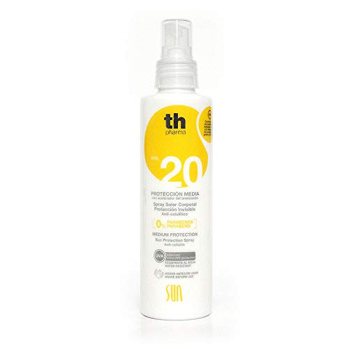 Thader Th Pharma - Sun Spray/Crema Solar Corporal Protección Alta Protección Invisible, Anti-celulítico, Resistente Al Agua F.p.s 20, 200 Ml