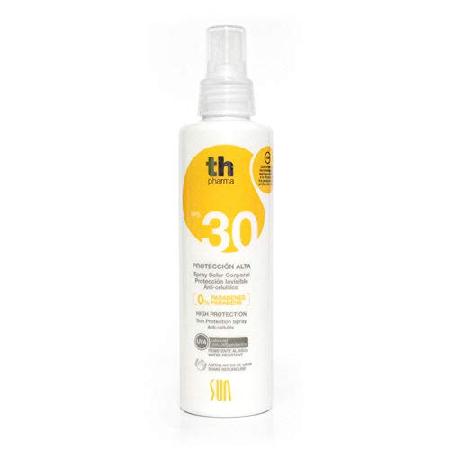 Thader Th Pharma - Sun Spray/Crema Solar Corporal Protección Alta Protección Invisible, Anti-celulítico, Resistente Al Agua F.p.s 30, 200 Ml