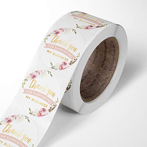 Thank You for You Order - Rollo de pegatinas redondas de flores, 1000 pegatinas de flores hechas a mano por rollo para regalos caseros de 1,5 pulgadas (E)