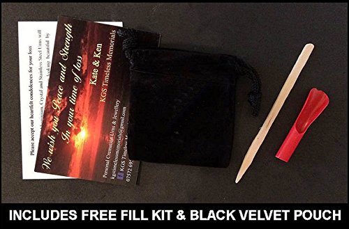 The Birthstone Collection: urna de luto conmemorativo para cenizas de cremación con colgante de diciembre (circonita azul) y bolsa de joyería y kit de relleno (plata, collar)