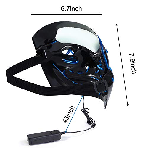 ThinkMax Máscara LED Halloween para Halloween Cosplay Festival Party, Fiesta de Musica, Mascarada (Azul + Verde)