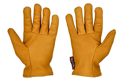 THROTTLESNAKE Guantes de Cuero Vintage para Moto con Kevlar Amarillo Mostaza GLOVE TROTTER † Mustard Yellow Old School Motorcycle Leather & Kevlar Gloves (XL)