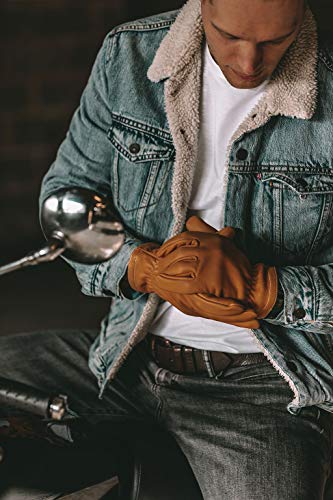 THROTTLESNAKE Guantes de Cuero Vintage para Moto con Kevlar Amarillo Mostaza GLOVE TROTTER † Mustard Yellow Old School Motorcycle Leather & Kevlar Gloves (XL)