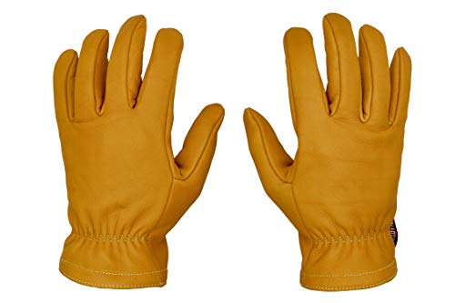 THROTTLESNAKE Guantes de Cuero Vintage para Moto con Kevlar Amarillo Mostaza GLOVE TROTTER † Mustard Yellow Old School Motorcycle Leather & Kevlar Gloves (XL)