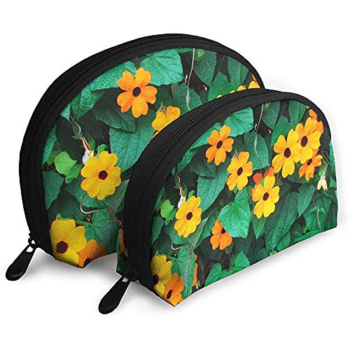 Thunbergia Alata Bolsas portátiles Bolsa de Maquillaje Bolsa de Aseo, Bolsas de Viaje portátiles multifunción Pequeña Bolsa de Embrague de Maquillaje con Cremallera