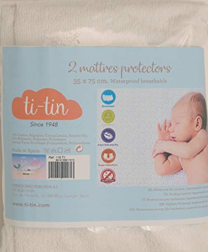 Ti TIN Pack de 2 Empapadores para Capazo Bebé | Protector de Colchón Impermeable y Transpirable con Goma | Forro Rizo 100% Poliuretano Anti-Bacteriano