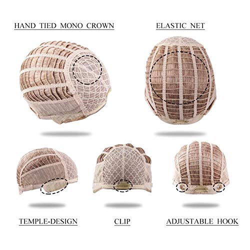 TIESALUONI Breve Pixie Cut Pelucas del Pelo Humano Mullido Omber Pelo Rubio con el Black Root Pelucas para Mujeres