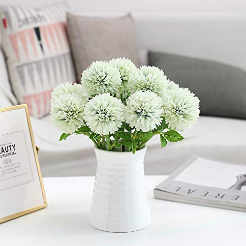 Tifuly Flores de hortensias Artificiales, crisantemo de Seda pequeña Bola de Flores para la decoración de la Oficina de la Fiesta del jardín del hogar, Ramos de Novia (Verde-12 Piezas)