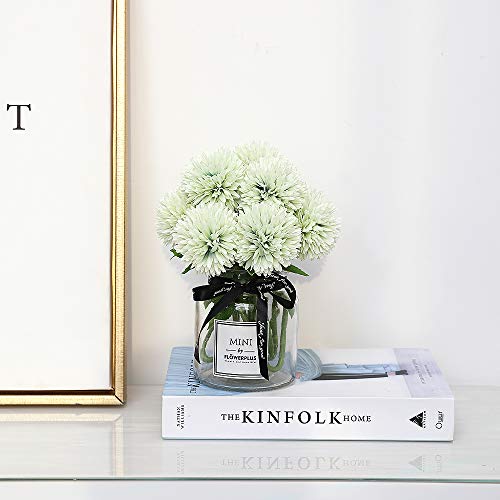 Tifuly Flores de hortensias Artificiales, crisantemo de Seda pequeña Bola de Flores para la decoración de la Oficina de la Fiesta del jardín del hogar, Ramos de Novia (Verde-12 Piezas)