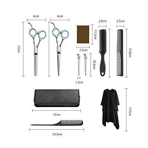 Tijeras de corte de pelo 10 en 1, tijeras profesionales para peluquería con maquinilla de afeitar de pelo, cepillo para el cuello, cepillo de pelo para peluquería, salón de uso doméstico