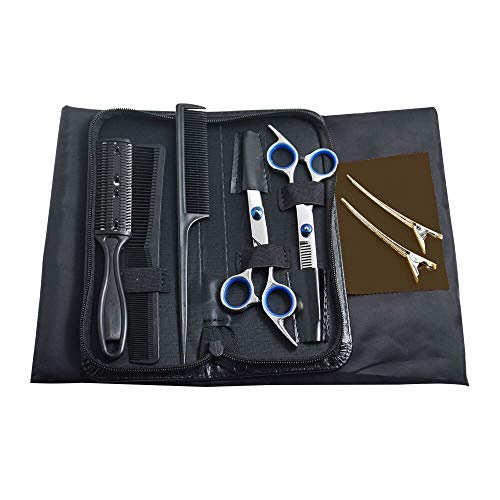 Tijeras de corte de pelo 10 en 1, tijeras profesionales para peluquería con maquinilla de afeitar de pelo, cepillo para el cuello, cepillo de pelo para peluquería, salón de uso doméstico