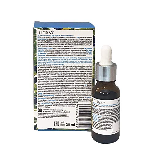 Timely - Sérum de cuidado facial intensivo con vitamina H, biotina, vitamina E y aceite de macadamia