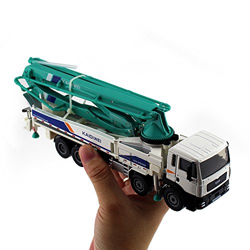 Tipmant Vehículo Fundido a Presión de Aleación Modelo Ingeniería de Juguete Camión De Bomba De Hormigón Coche Simulación Alta Kids Gift 1:55 Escala (White)