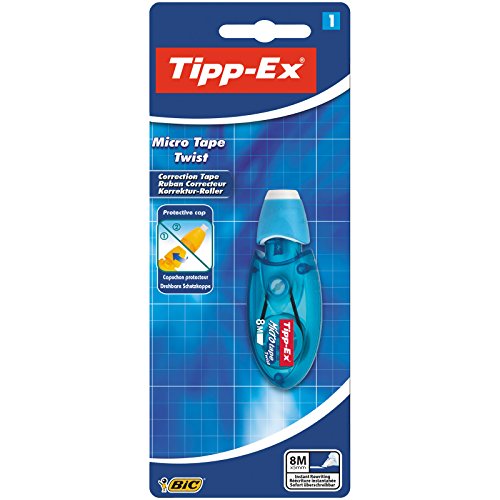 Tipp-Ex Micro Tape Twist Cinta Correctora 8 m x 5 mm - Azul o Rosa, Blíster de 1 Unidad