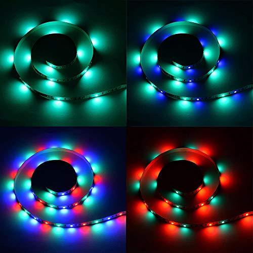 Tiras LED, Tickas Tira de luz 1M DC5V 0.6W 60 LED RGB con mando a distancia Brillo controlado por USB Regulable, Colores variables, 16 colores, aptos para decoración de habitaciones, fiestas, etc.