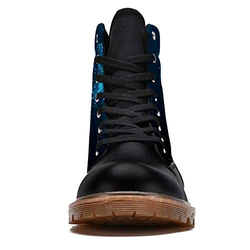 TIZORAX Botas de invierno para las mujeres Mariposa en la mano Poly Wireframe imprime alta parte superior con cordones clásicos zapatos de la escuela de lona, color Multicolor, talla 39 EU