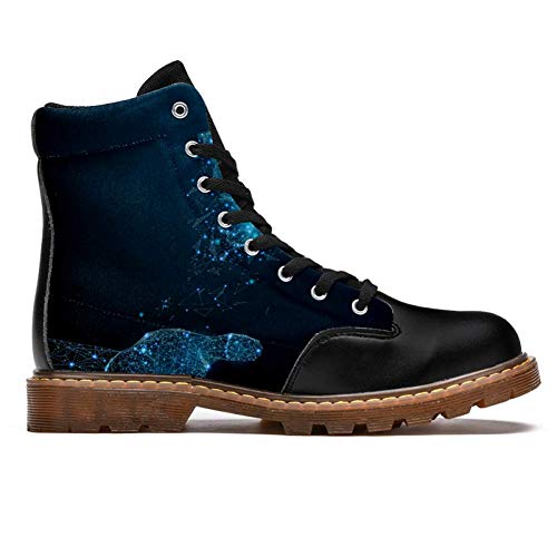 TIZORAX Botas de invierno para las mujeres Mariposa en la mano Poly Wireframe imprime alta parte superior con cordones clásicos zapatos de la escuela de lona, color Multicolor, talla 39 EU