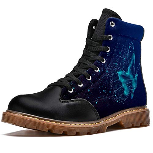 TIZORAX Botas de invierno para las mujeres Mariposa Poly Wireframe Imprime la parte superior alta con cordones clásicos zapatos de la escuela de lona, color Multicolor, talla 37 EU