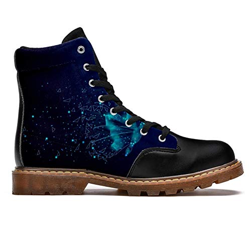 TIZORAX Botas de invierno para las mujeres Mariposa Poly Wireframe Imprime la parte superior alta con cordones clásicos zapatos de la escuela de lona, color Multicolor, talla 37 EU