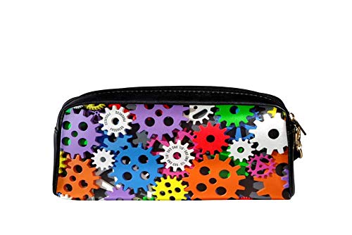 TIZORAX - Estuche para lápices de colores con ruedas dentadas de piel sintética para estudiantes