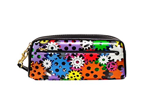 TIZORAX - Estuche para lápices de colores con ruedas dentadas de piel sintética para estudiantes