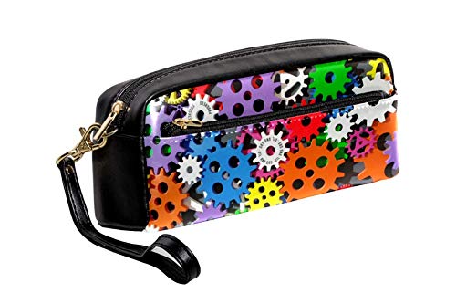TIZORAX - Estuche para lápices de colores con ruedas dentadas de piel sintética para estudiantes