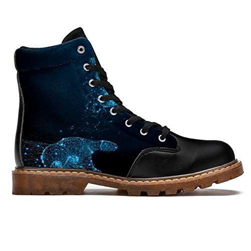 TIZORAX Mariposa en la mano Poly Wireframe Estampados de alta parte superior con cordones Clásicos de Lona de Invierno Botas de Escuela Zapatos para Hombres Adolescentes Niños, color Multicolor, talla 40 2/3 EU