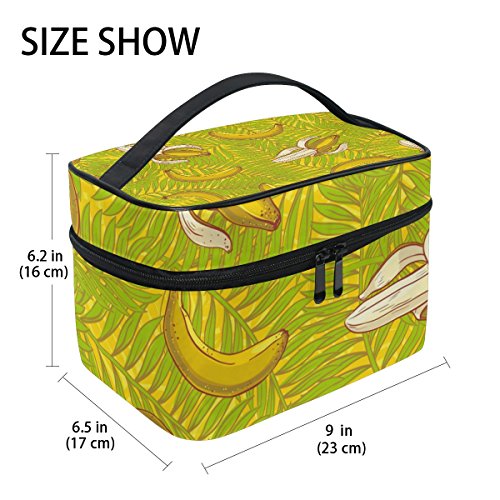 TIZORAX Palm Leaves y Bananas Bolsa de Cosméticos de Viaje Organizador de Maquillaje Estuche Soporte para Mujer Niña