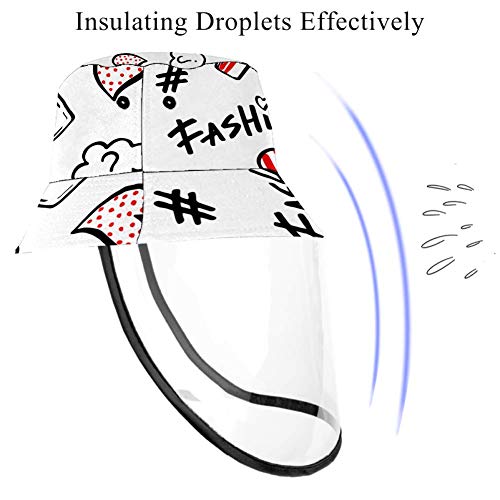 Tizorax Sombrero de sol extraíble, protección UV, sombrero de pescador, sombrero de verano para hombres y mujeres, pintalabios de moda dibujado a mano Multicolor multicolor S/M