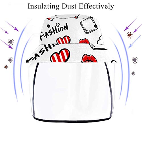 Tizorax Sombrero de sol extraíble, protección UV, sombrero de pescador, sombrero de verano para hombres y mujeres, pintalabios de moda dibujado a mano Multicolor multicolor S/M